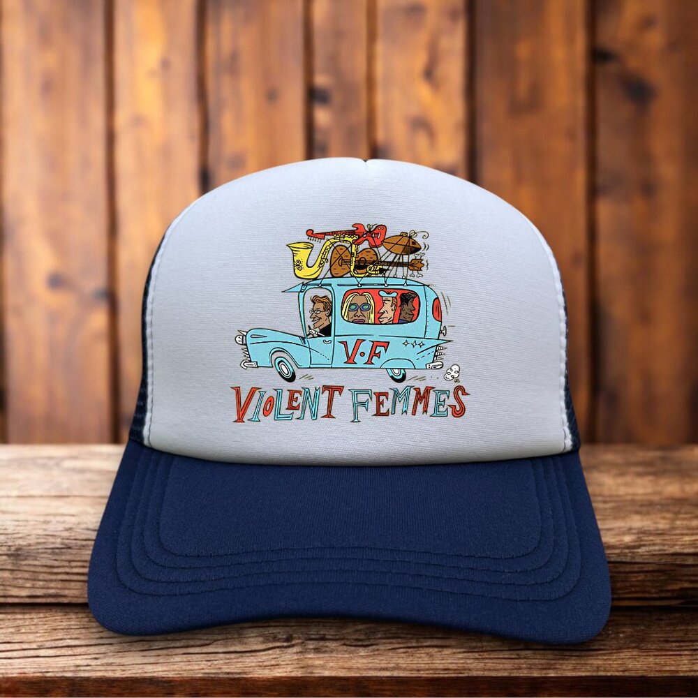 Violent Femmes Mens Trucker Hat Navy Snapback 80s Retro Folk Punk Band Cap - Picture 1 of 4